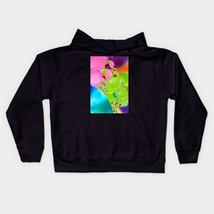 Colorful close up of oil drops in water Kids Hoodie